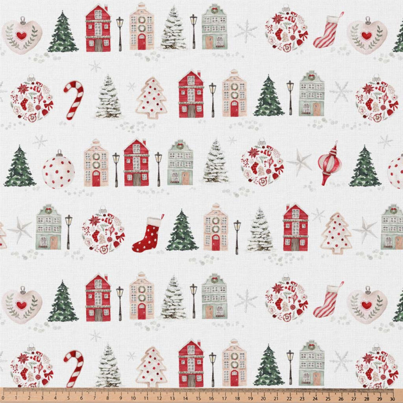Printed Cotton ANVERS White / Red